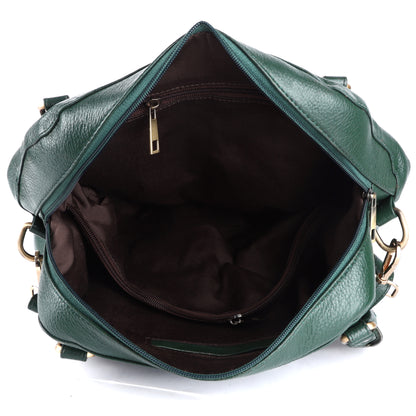 Livinwise Women's Green Pebble Leather Convertible Handbag