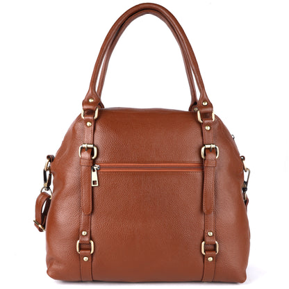 Livinwise Genuine TAN Leather Satchel Bag for Women & Girls