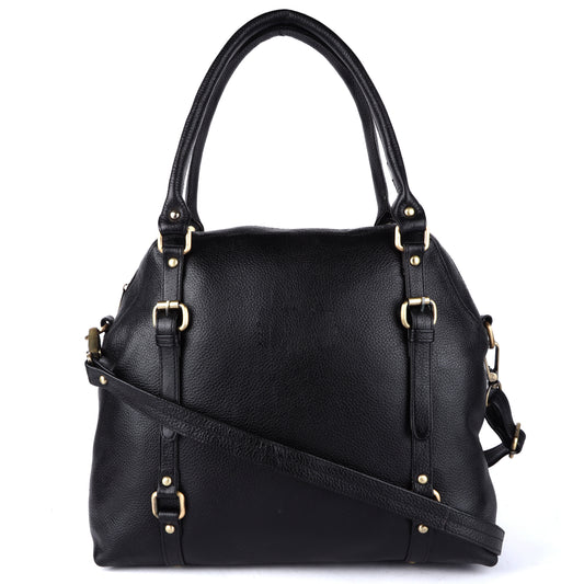 Livinwise Women's Black Pebble Leather Convertible Handbag