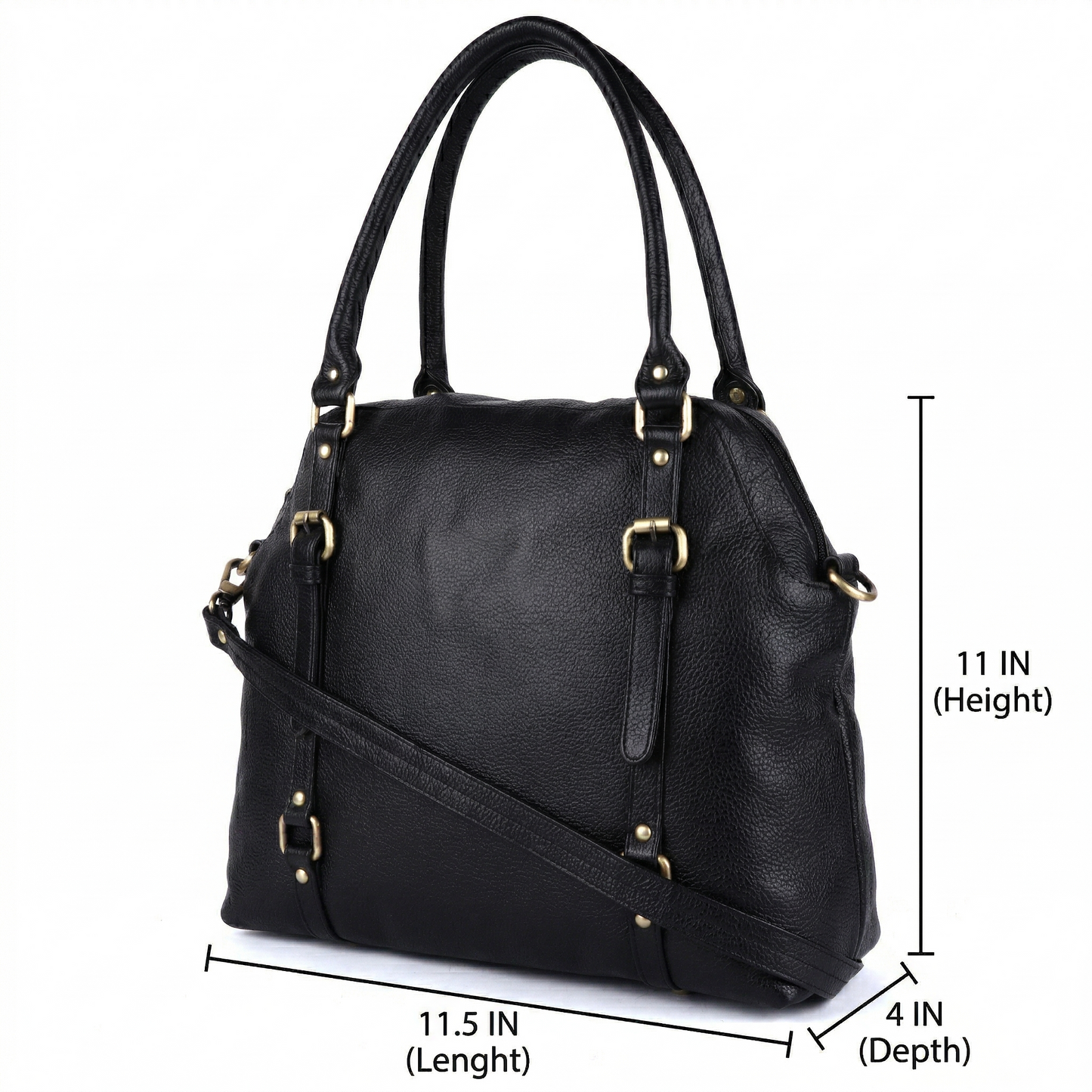 Livinwise Women's Black Pebble Leather Convertible Handbag