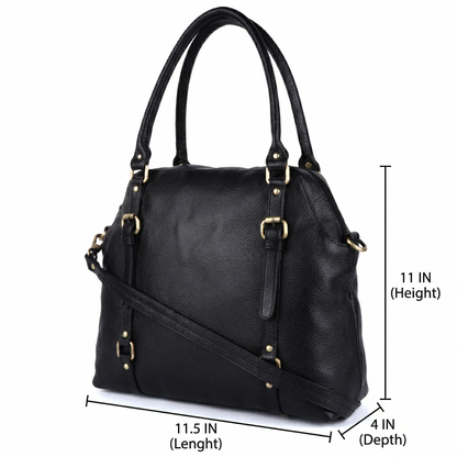 Livinwise Women's Black Pebble Leather Convertible Handbag
