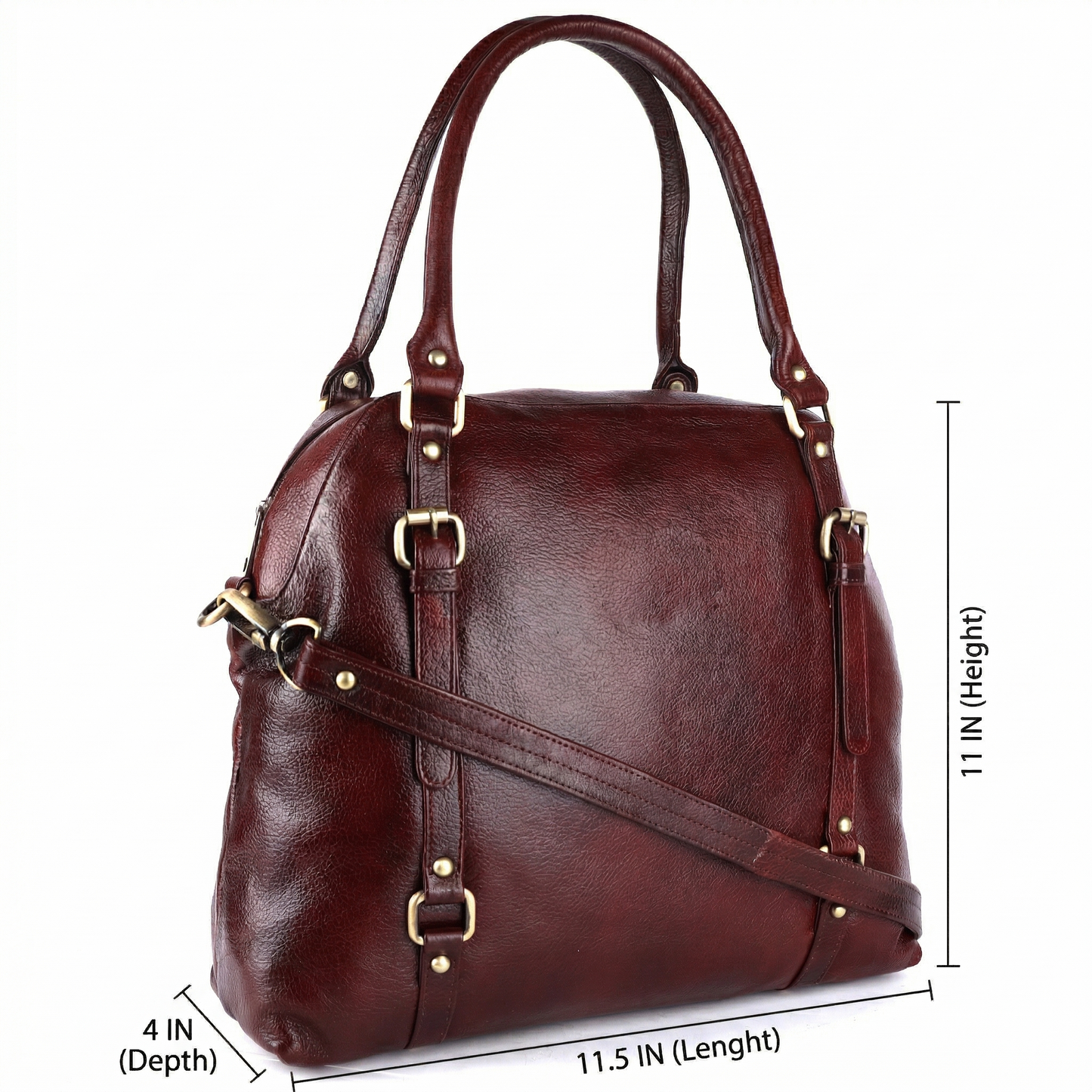 Livinwise Women's Brown Pebble Leather Convertible Handbag
