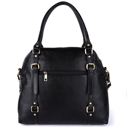 Livinwise Women's Black Pebble Leather Convertible Handbag