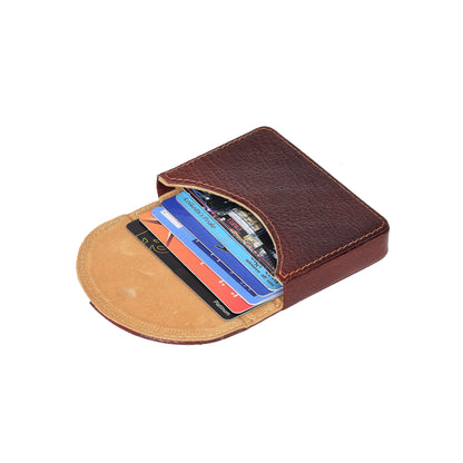 Handcrafted Full-Grain Leather Business Card Holder – Mahogany Brown