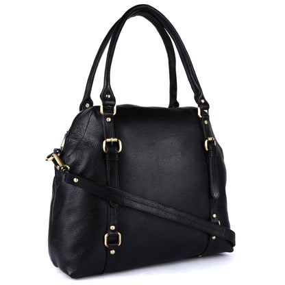 Livinwise Women's Black Pebble Leather Convertible Handbag