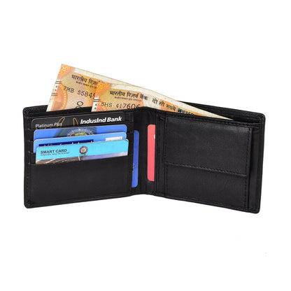 Livinwise Men’s Genuine Leather Bifold Wallet with Coin Pocket – Black