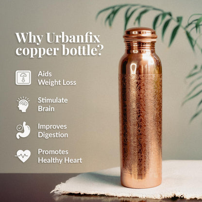 Handcrafted Copper Water Bottle – 1L Mandala Engraved Ayurvedic Wellness Flask