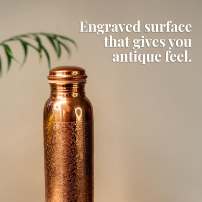 Handcrafted Copper Water Bottle – 1L Mandala Engraved Ayurvedic Wellness Flask