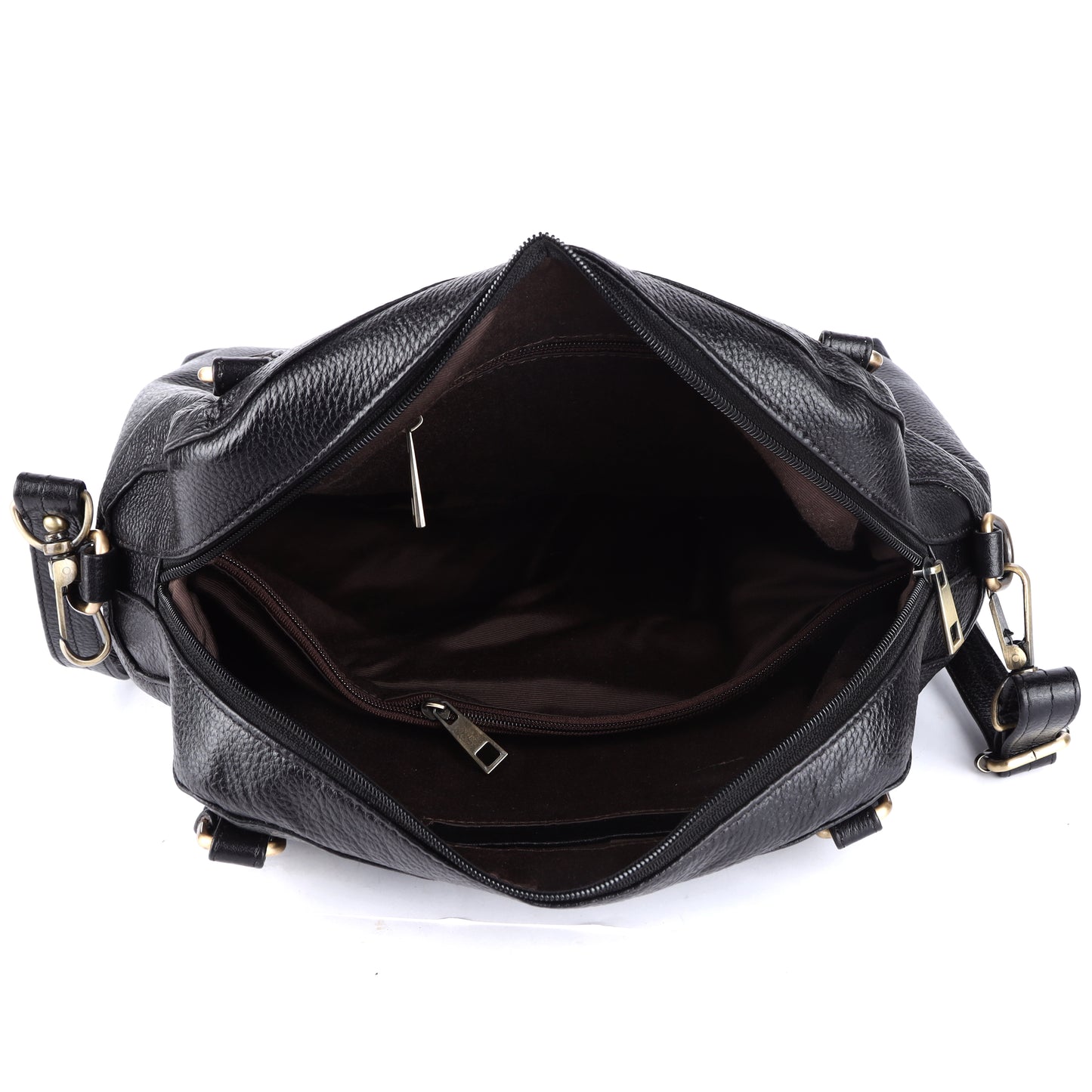 Livinwise Women's Black Pebble Leather Convertible Handbag