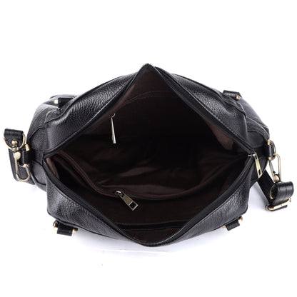 Livinwise Women's Black Pebble Leather Convertible Handbag