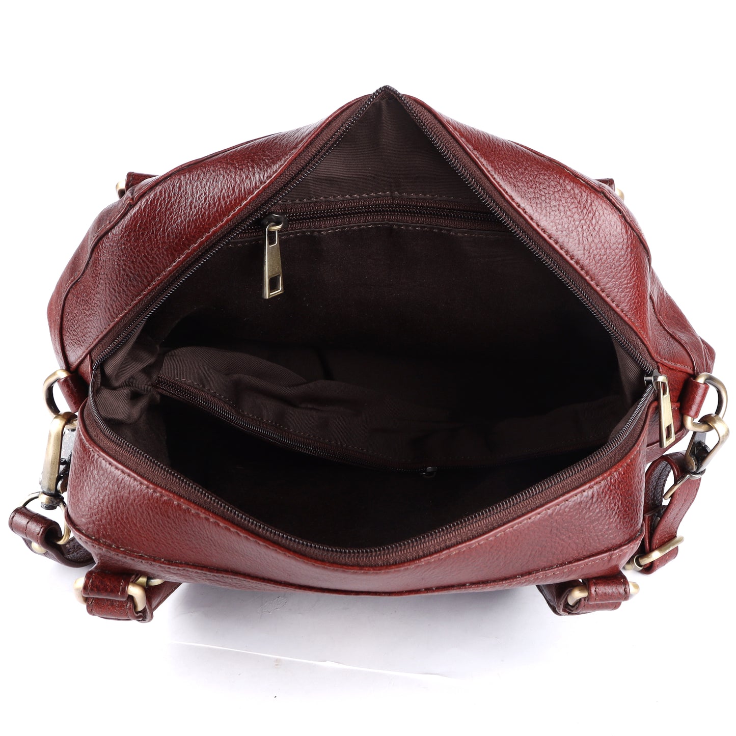 Livinwise Women's Brown Pebble Leather Convertible Handbag