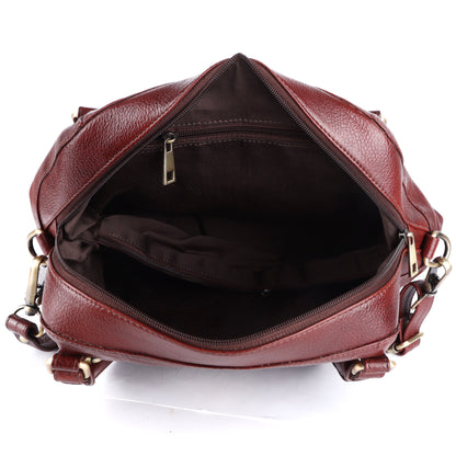 Livinwise Women's Brown Pebble Leather Convertible Handbag