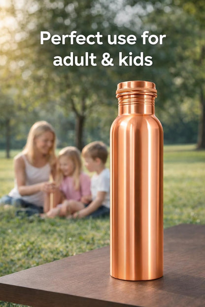 Premium 100% Pure Copper Water Bottle - Leak-Proof & Lacquer Finished (950ml / 32oz)