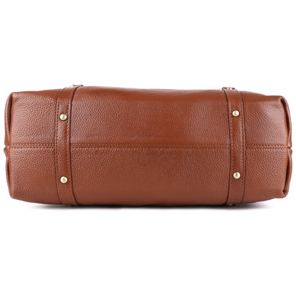 Livinwise Genuine TAN Leather Satchel Bag for Women & Girls