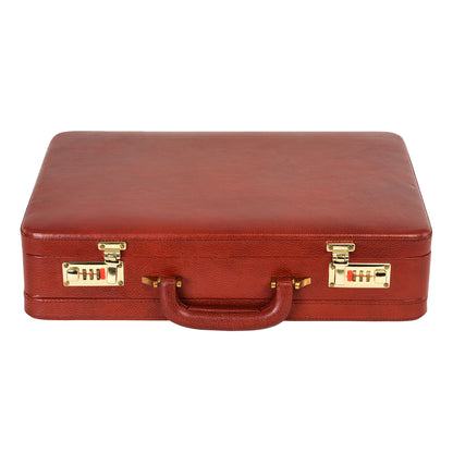 Handcrafted Expandable Genuine Leather Attaché Briefcase – 15.6" Laptop Professional Hard-Shell Case - Brown