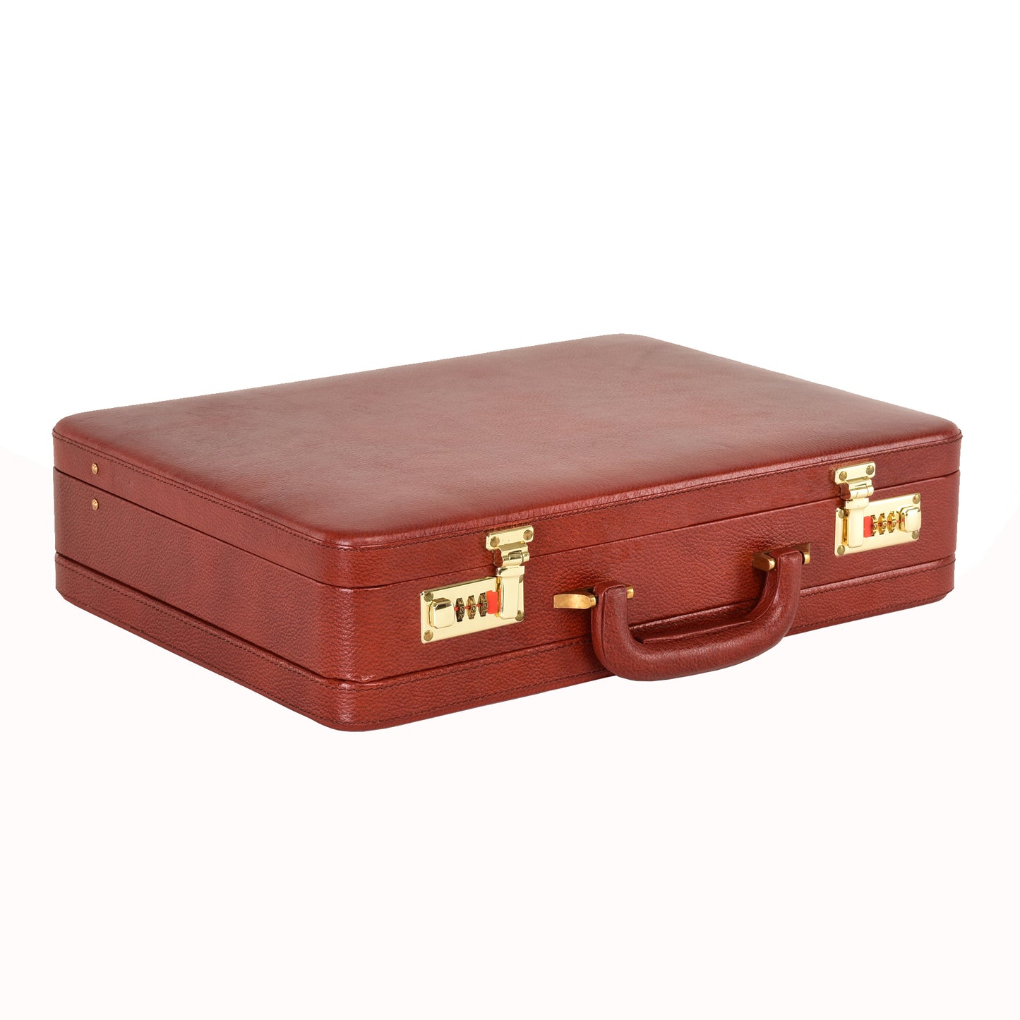 Handcrafted Expandable Genuine Leather Attaché Briefcase – 15.6" Laptop Professional Hard-Shell Case - Brown