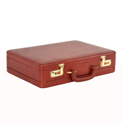 Handcrafted Expandable Genuine Leather Attaché Briefcase – 15.6" Laptop Professional Hard-Shell Case - Brown