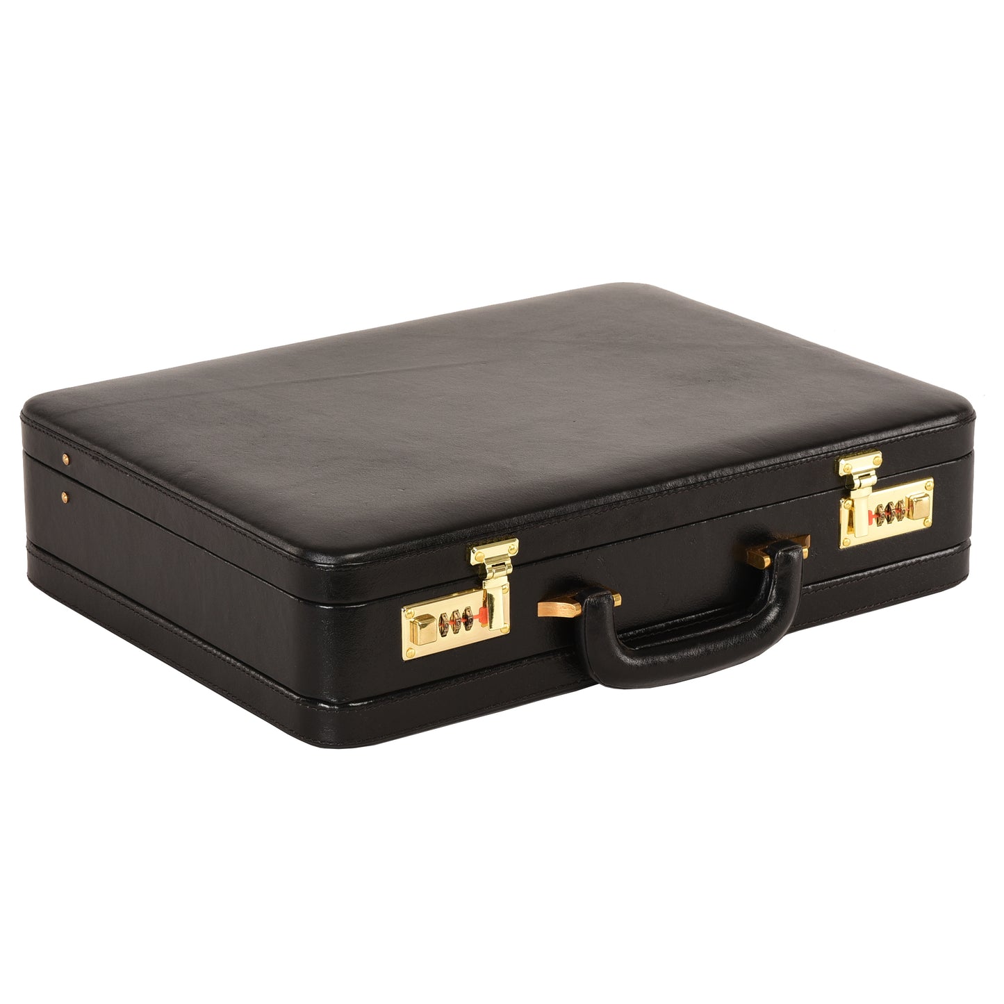 Handcrafted Expandable Leather Attaché Briefcase – 15.6" Hard-Shell Laptop Case (Black)