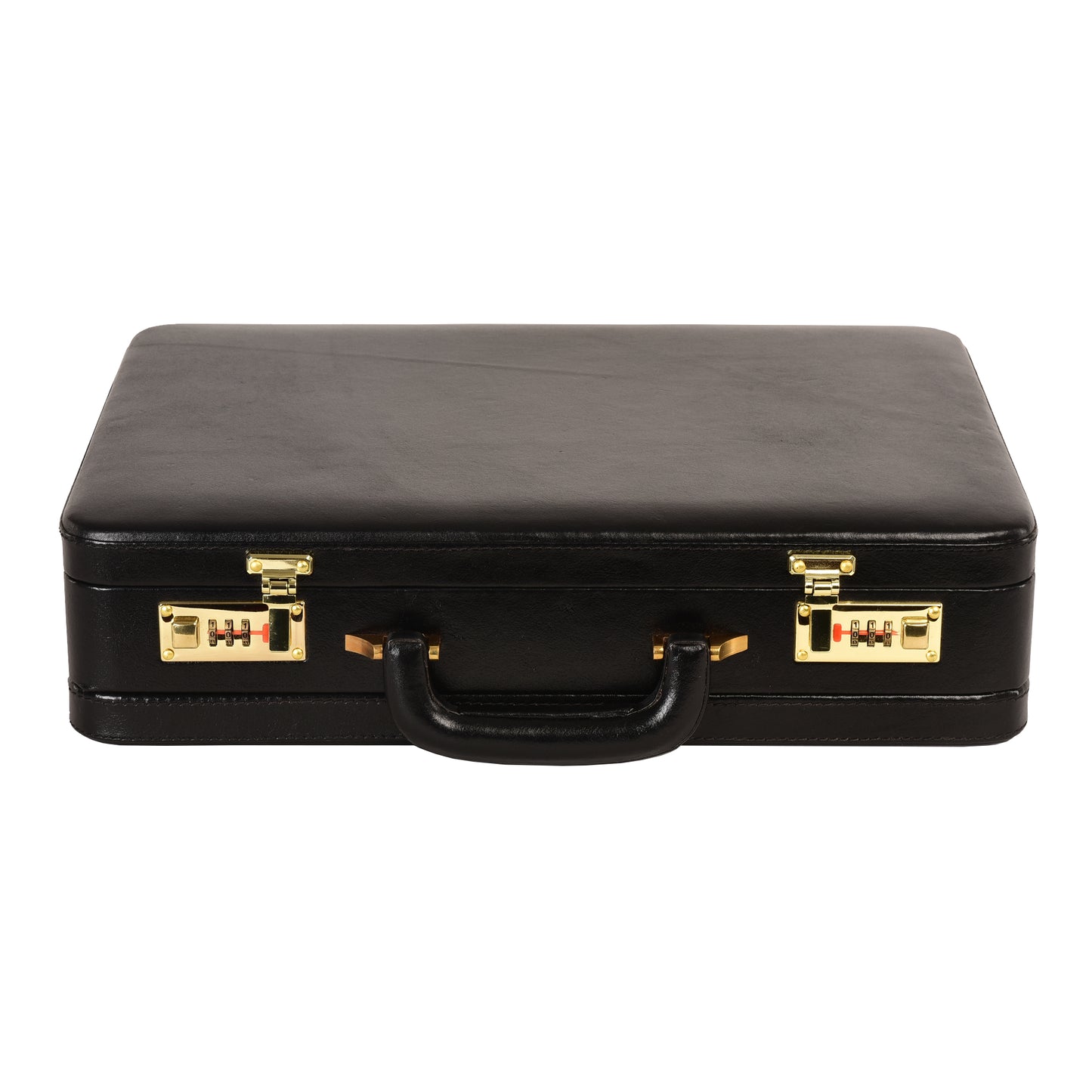 Handcrafted Expandable Leather Attaché Briefcase – 15.6" Hard-Shell Laptop Case (Black)