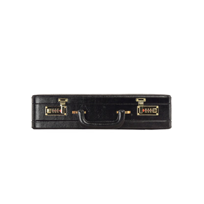 Handcrafted Expandable Leather Attaché Briefcase – 15.6" Hard-Shell Laptop Case (Black)
