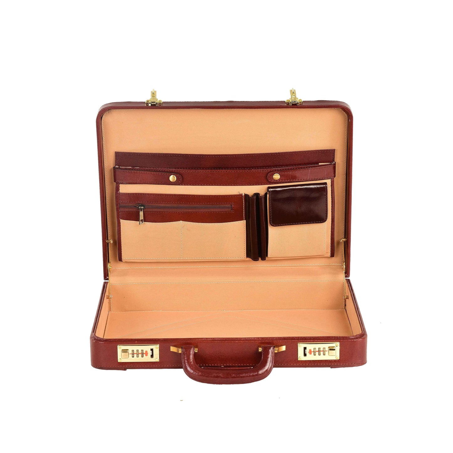 Classic Leather Attaché Briefcase – Expandable Hard-Shell Professional Case