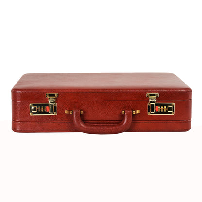 Handcrafted Expandable Genuine Leather Attaché Briefcase – 15.6" Laptop Professional Hard-Shell Case - Brown