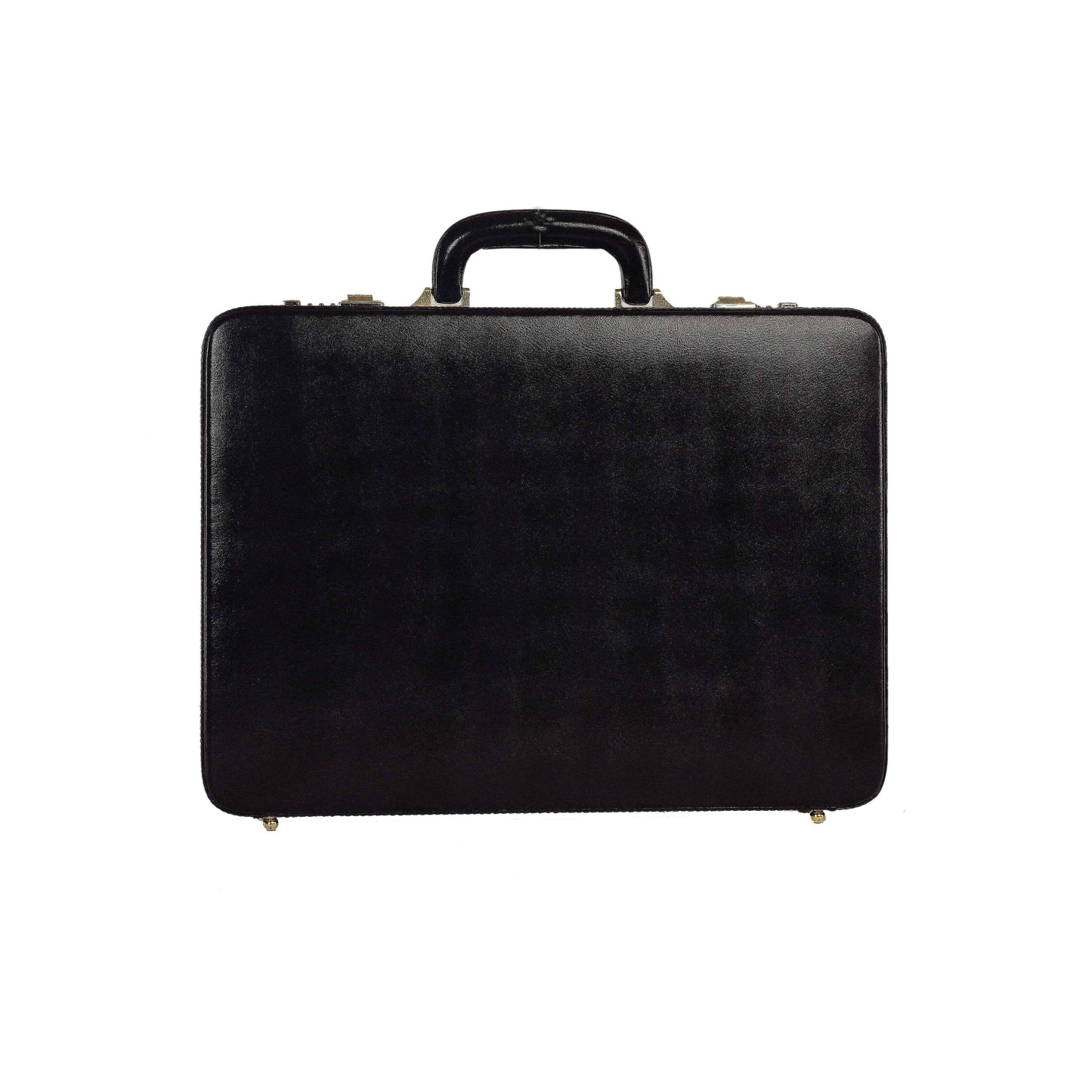 Genuine Leather Hard-Shell Attaché Briefcase – 15.6" Laptop Case (Black)