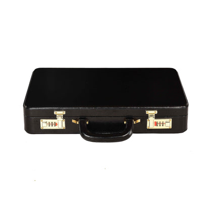 Genuine Leather Hard-Shell Attaché Briefcase – 15.6" Laptop Case (Black)