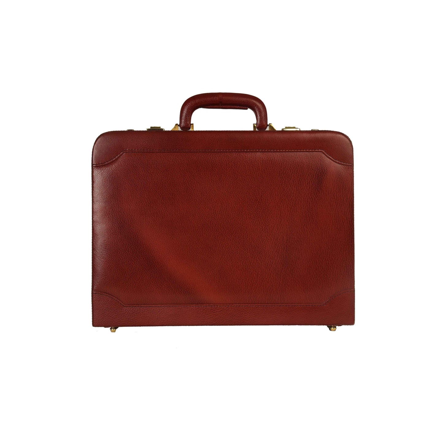 Premium Handcrafted Leather Attache Briefcase - Professional Executive Hard-Shell Case with Dual Combination Locks