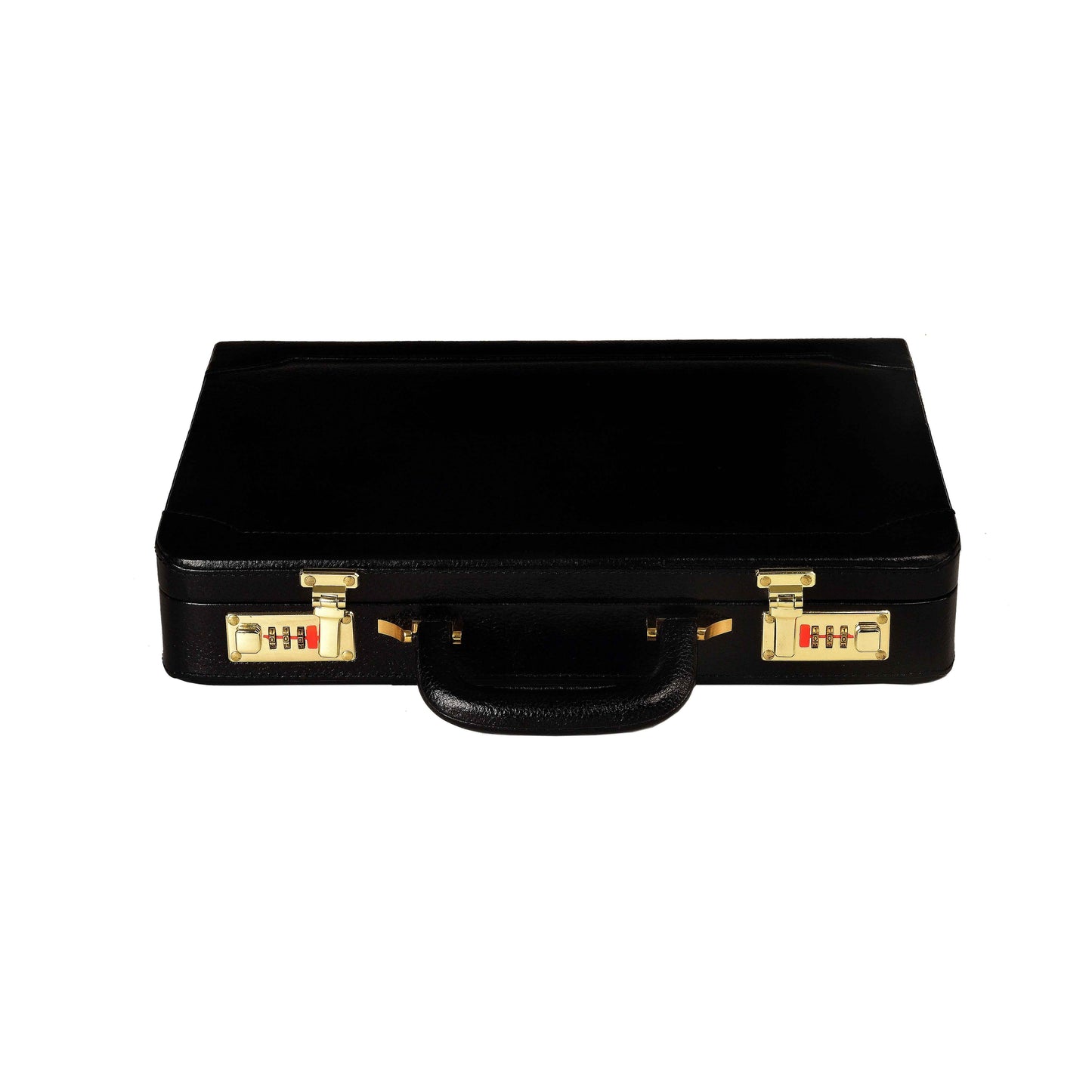 Leather Hard-Shell Executive Attaché Briefcase – Professional Business Case (Black)