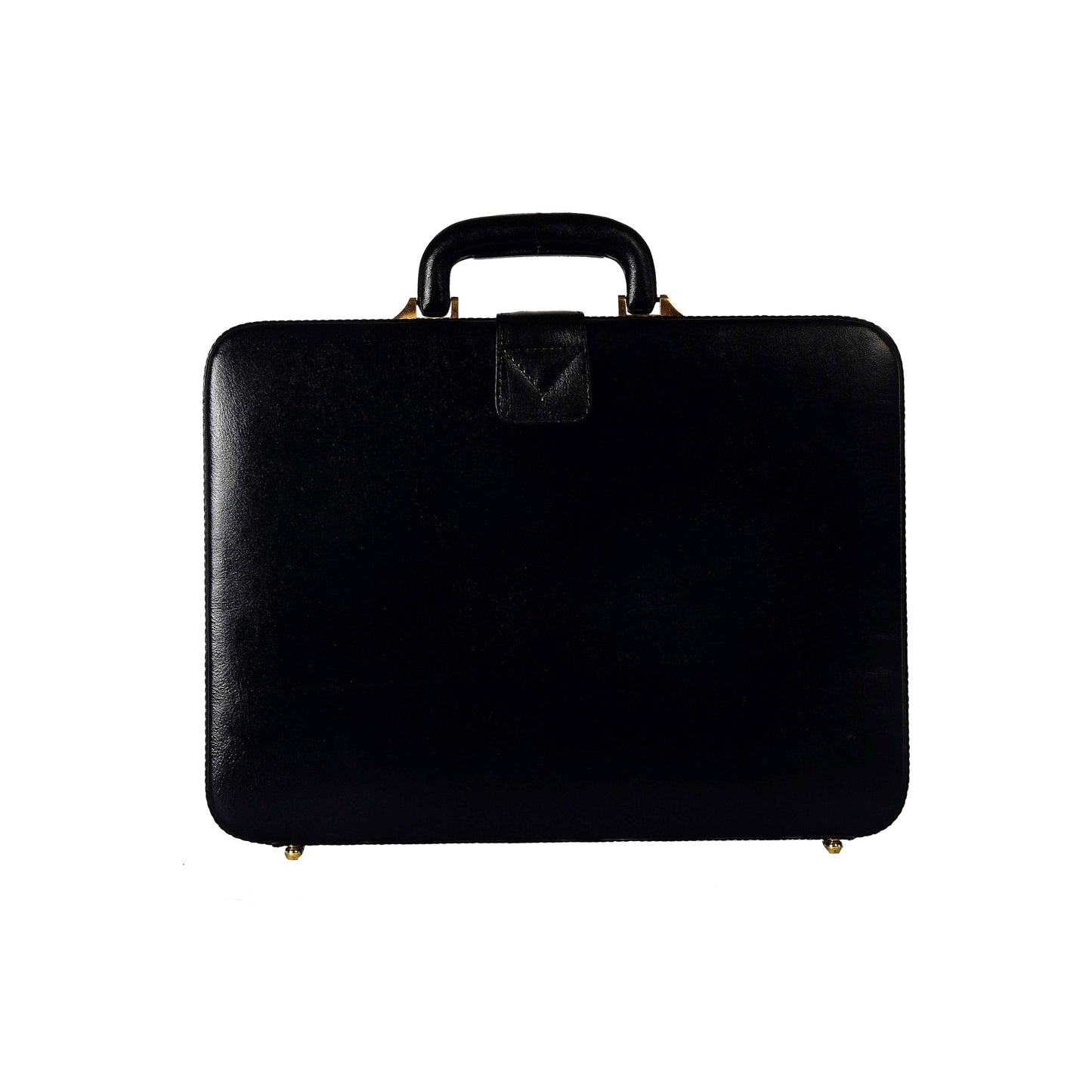 Handcrafted Leather Hard-Shell Attache Case with Combination Lock - Black