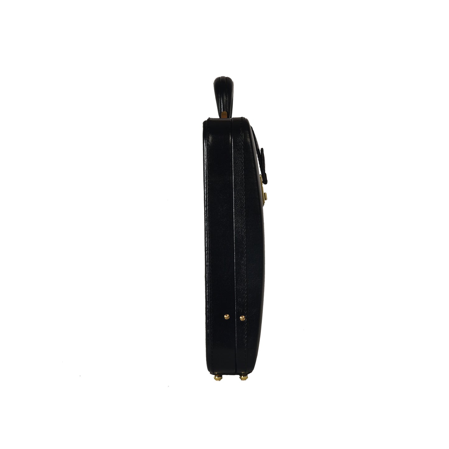Handcrafted Leather Hard-Shell Attache Case with Combination Lock - Black