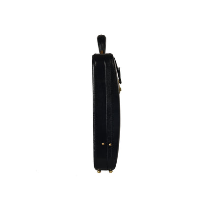 Handcrafted Leather Hard-Shell Attache Case with Combination Lock - Black