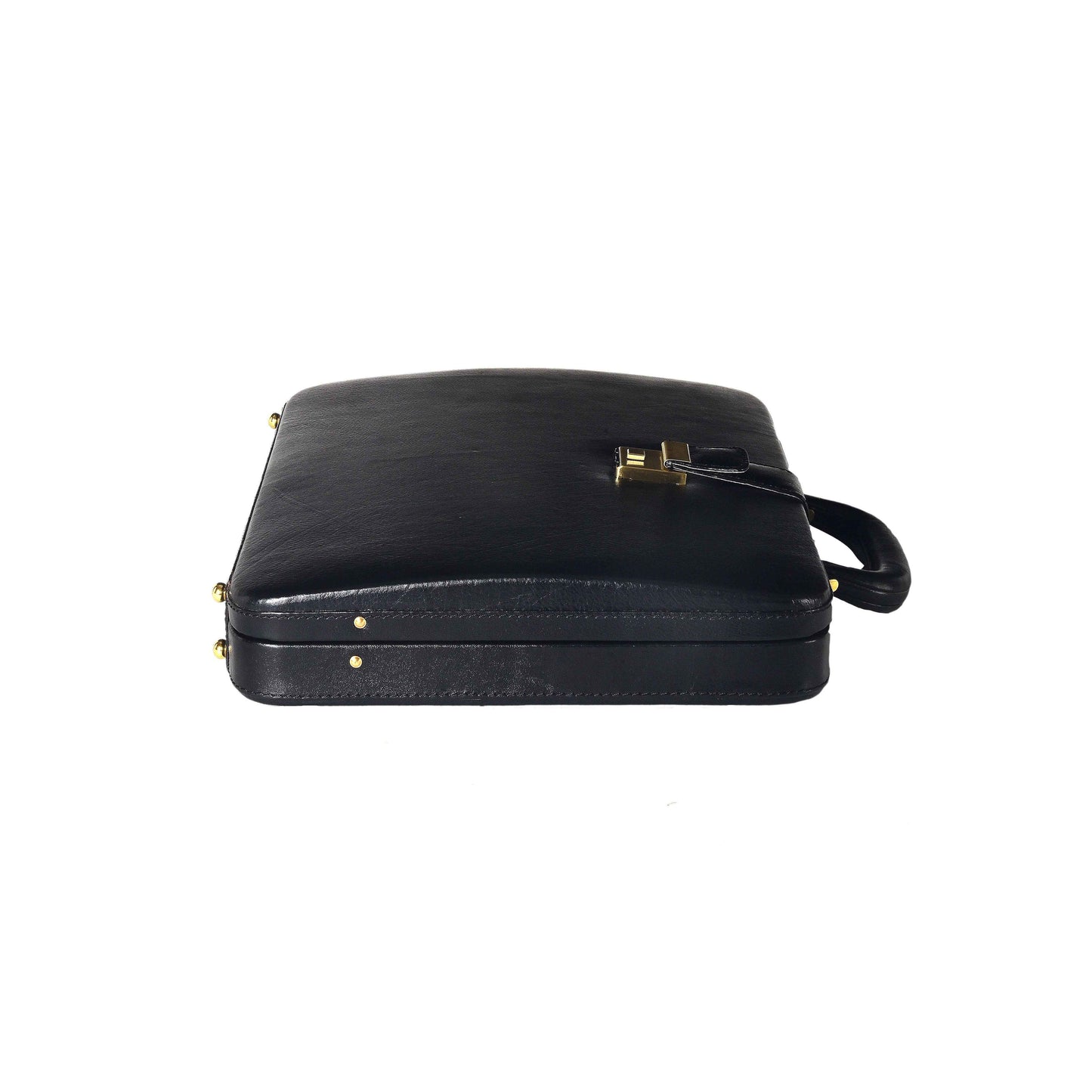 Handcrafted Leather Hard-Shell Attache Case with Combination Lock - Black