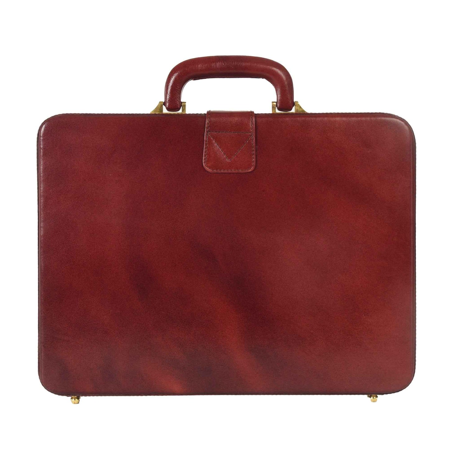 Handcrafted Leather Hard-Shell Attache Case with Combination Lock - Brown