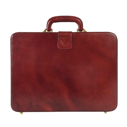 Handcrafted Leather Hard-Shell Attache Case with Combination Lock - Brown