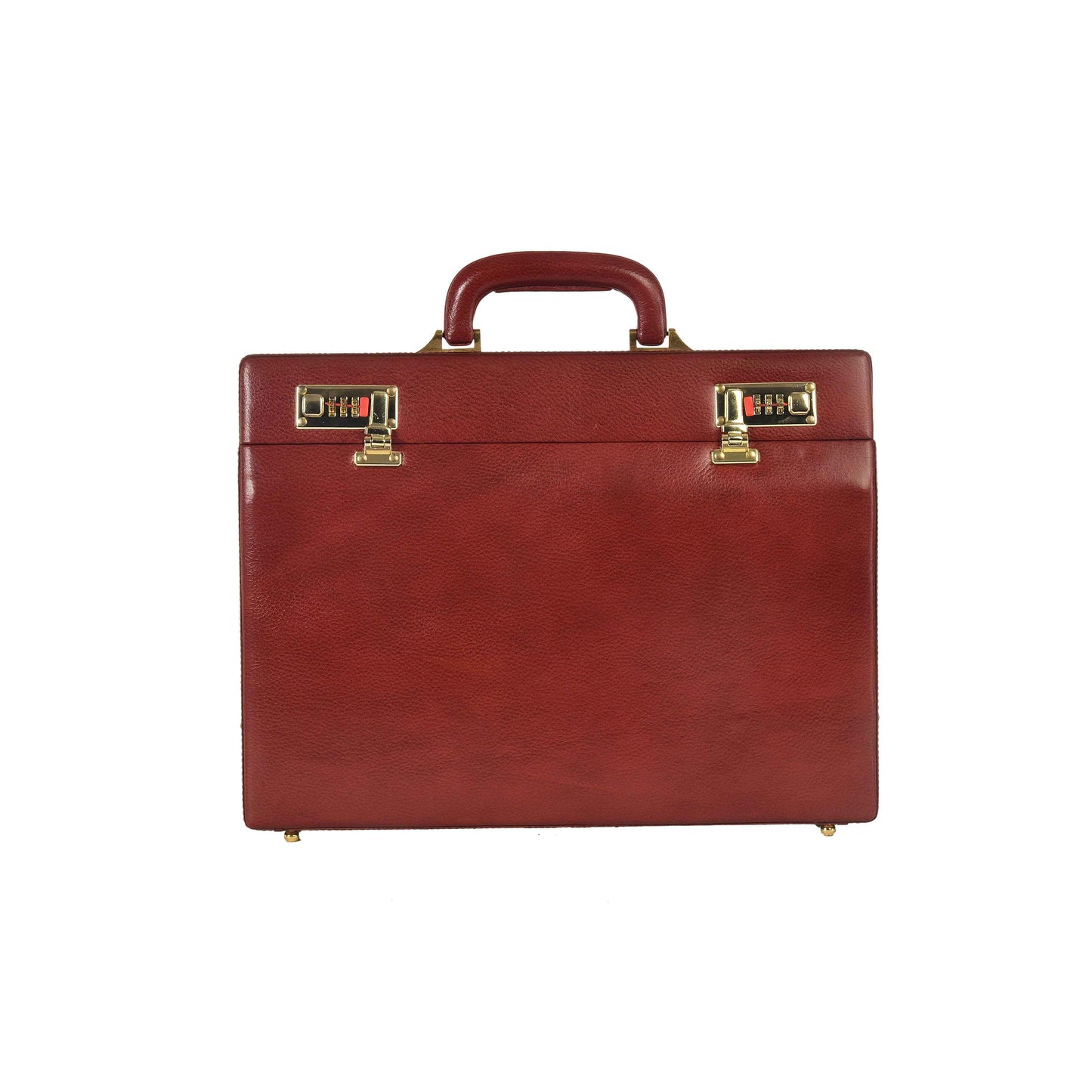 The Classic Modern: Luxury Leather Hard-Shell Briefcase – Wooden Structure & Velvet Interior – Brown & Gold