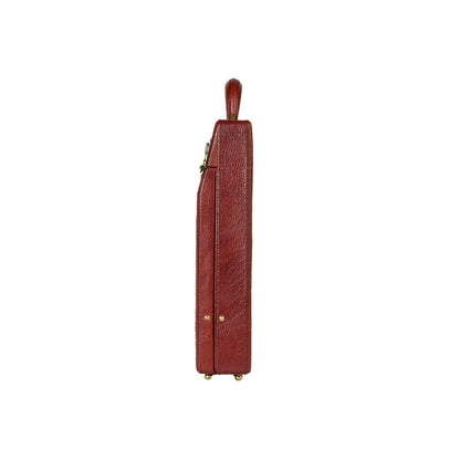 The Classic Modern: Luxury Leather Hard-Shell Briefcase – Wooden Structure & Velvet Interior – Brown & Gold
