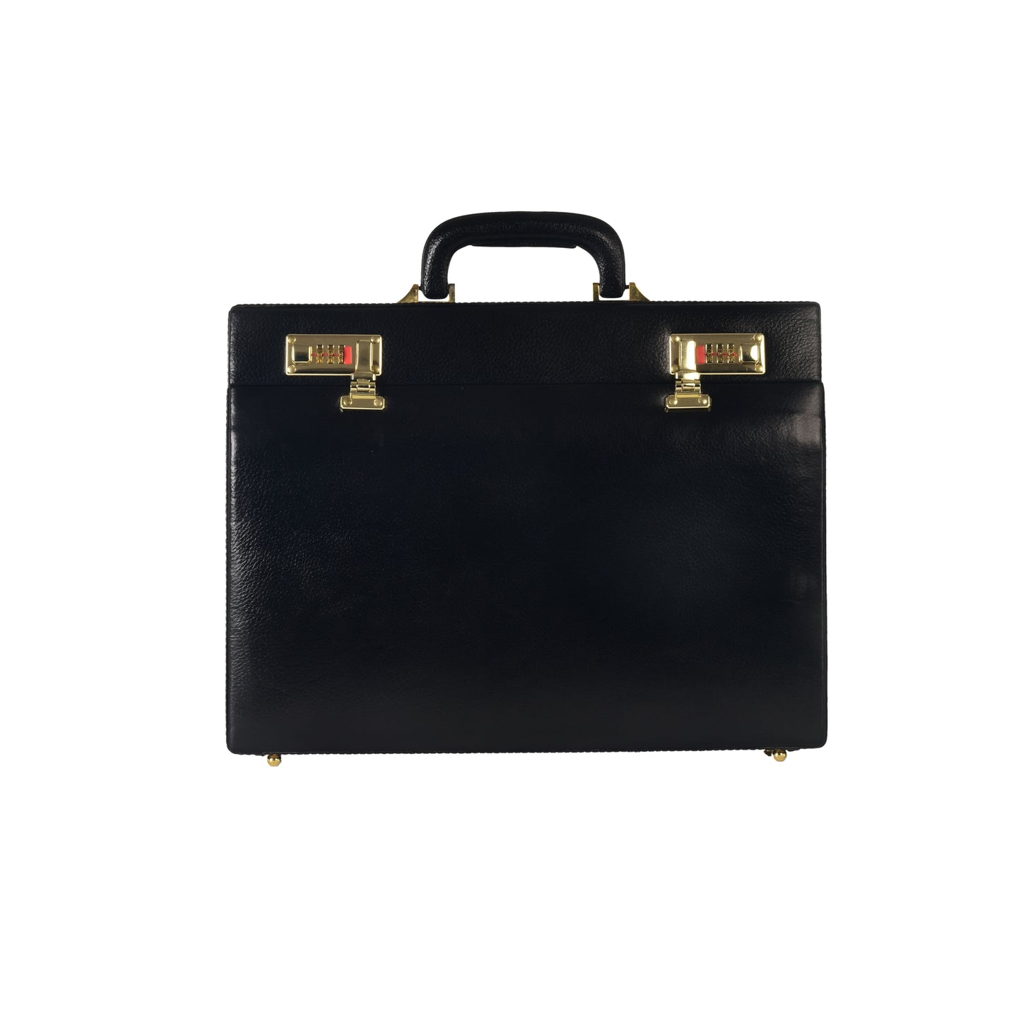 The Classic Modern: Luxury Leather Hard-Shell Briefcase – Wooden Structure & Velvet Interior – Black & Gold