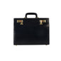 The Classic Modern: Luxury Leather Hard-Shell Briefcase – Wooden Structure & Velvet Interior – Black & Gold