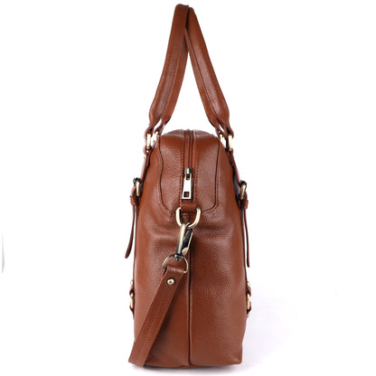 Livinwise Genuine TAN Leather Satchel Bag for Women & Girls