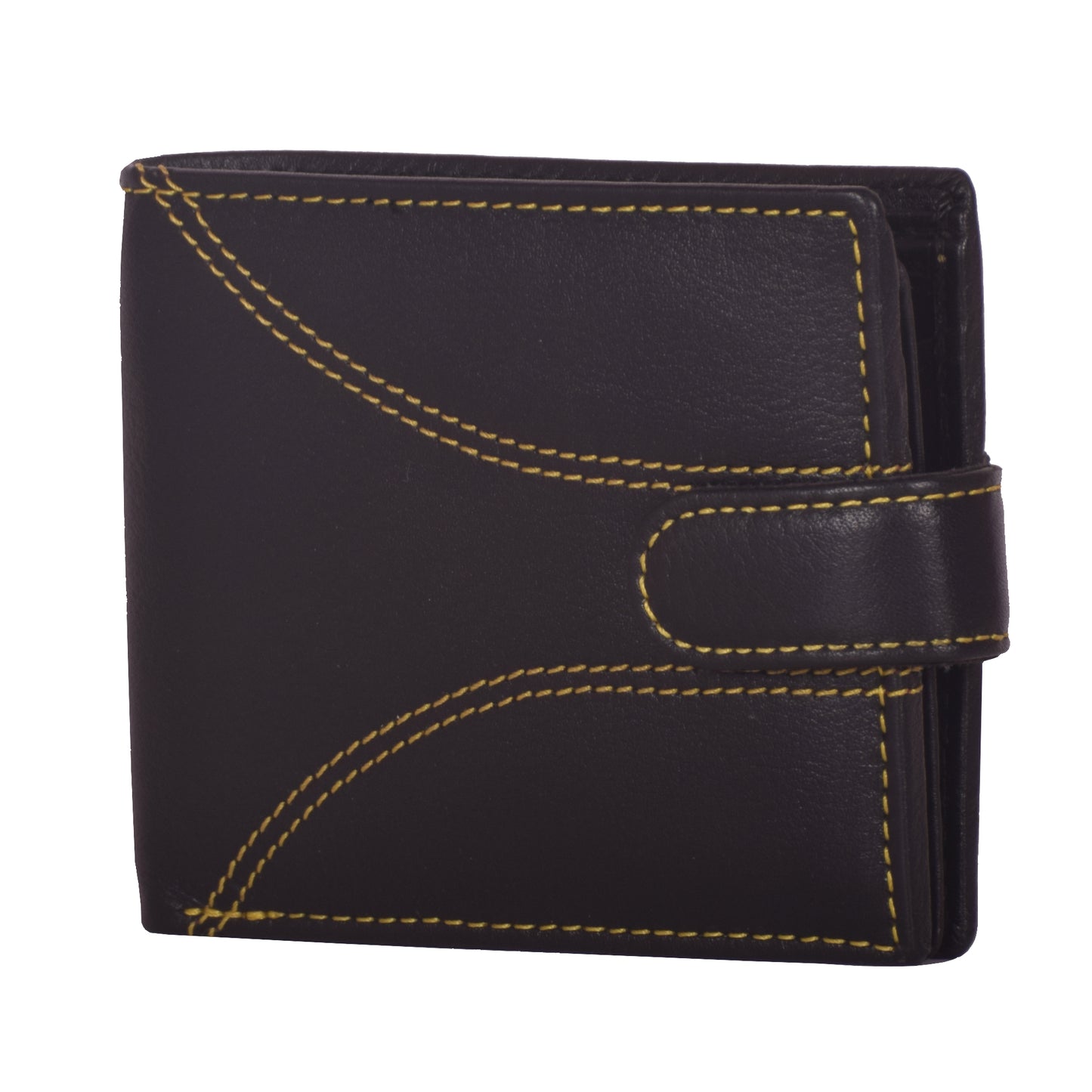 LivinWise Men’s Genuine Leather Trifold Wallet with Snap Button Closure - Black