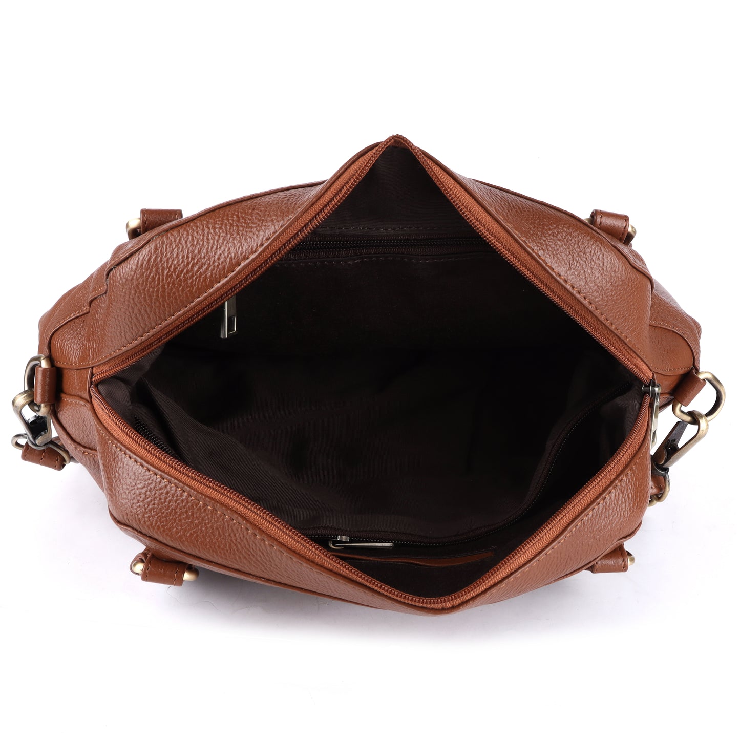 Livinwise Genuine TAN Leather Satchel Bag for Women & Girls