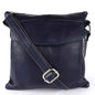 Livinwise Genuine Black Leather Crossbody Messenger Bag with White Stitching