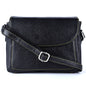 Livinwise Genuine Black Leather Crossbody Bag with Yellow Contrast Stitching