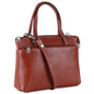 Livinwise Genuine Terracotta Leather Crossbody Tote with White Stitching