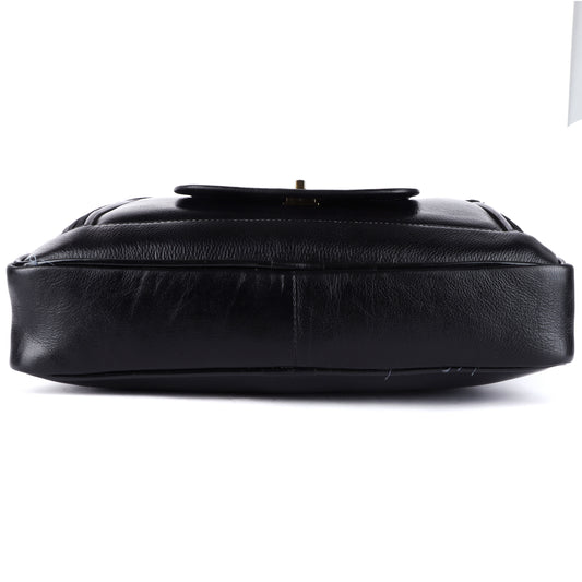Black Genuine Leather Laptop Bag for Men — Classic Professional Briefcase