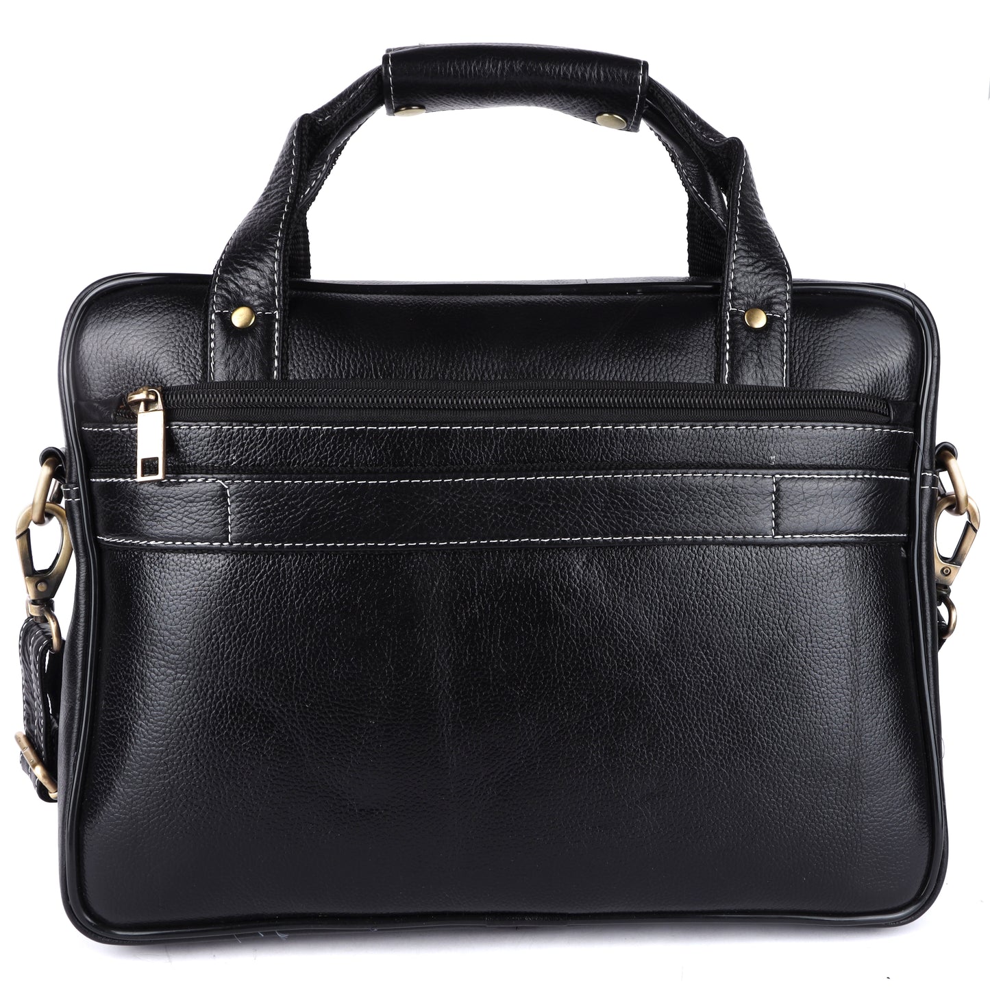 Black Genuine Leather Laptop Bag for Men — Classic Professional Briefcase