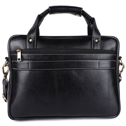 Black Genuine Leather Laptop Bag for Men — Classic Professional Briefcase