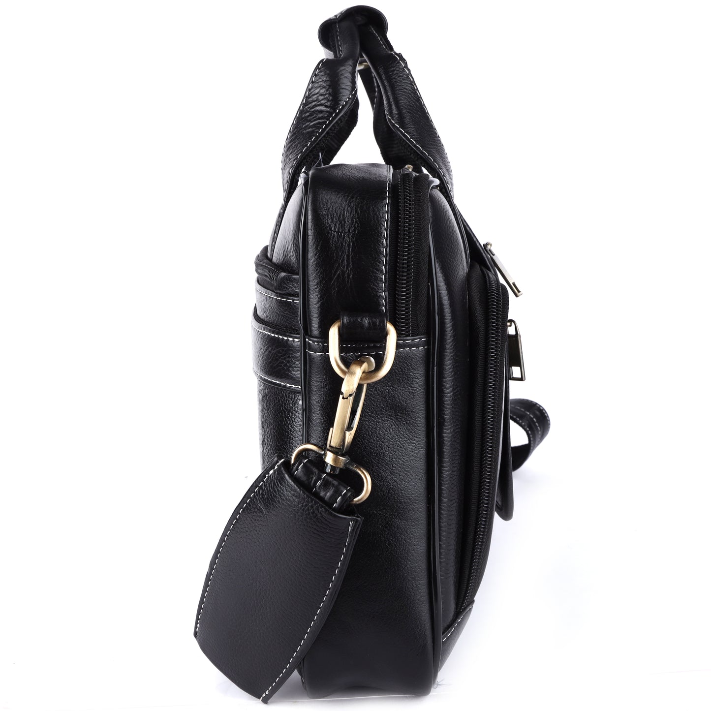 Black Genuine Leather Laptop Bag for Men — Classic Professional Briefcase